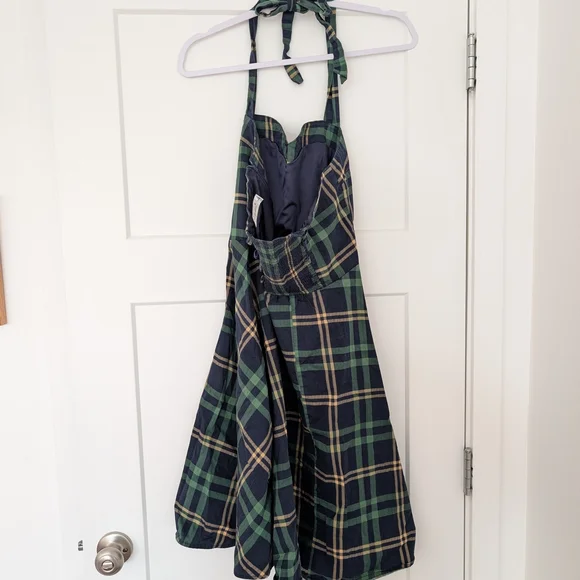 Green and Blue Plaid Retro Dress Size Large - Picture 5 of 7